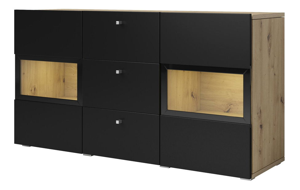 Komoda Barly BM26 (dub artisan + černá matná)
