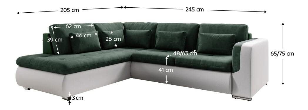 Rozkládací sedací souprava Foldo (seal 38 ekokůže) (L) 