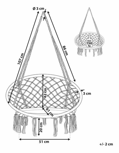 Závěsné křeslo Gideon (šedá)