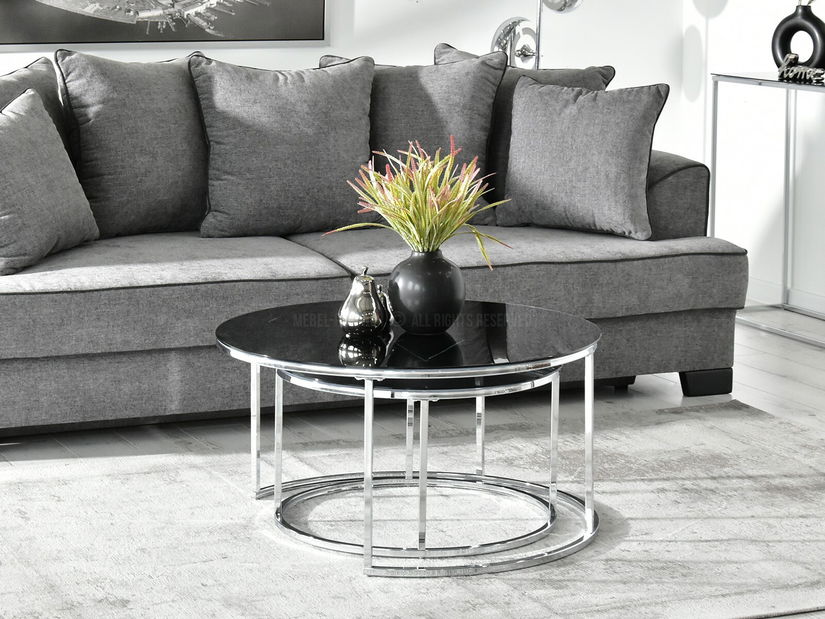 Konferenční stolek Grande (černý mramor + chromová)