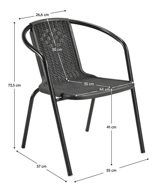 Zahradní židle Fendy (černá)ocel + plast)