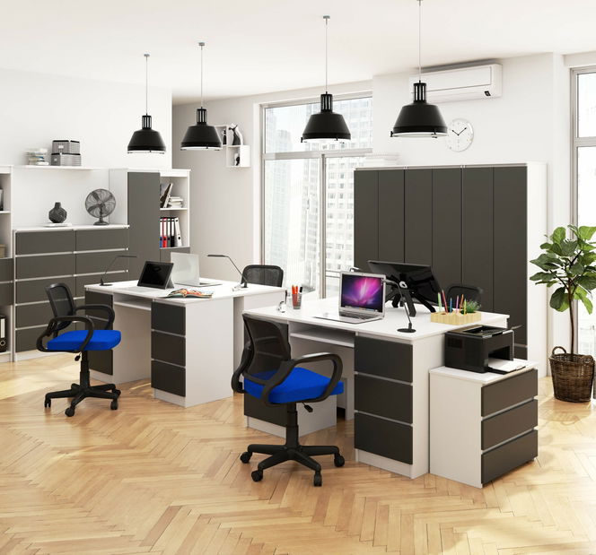 PC stolek Behati (bílá + grafit šedý)