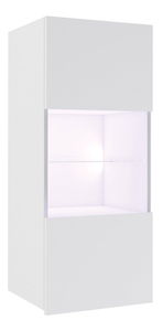 Závěsná vitrína Brolani BR11 (bílá + lesk bílý) (s modrým LED osvětlením)