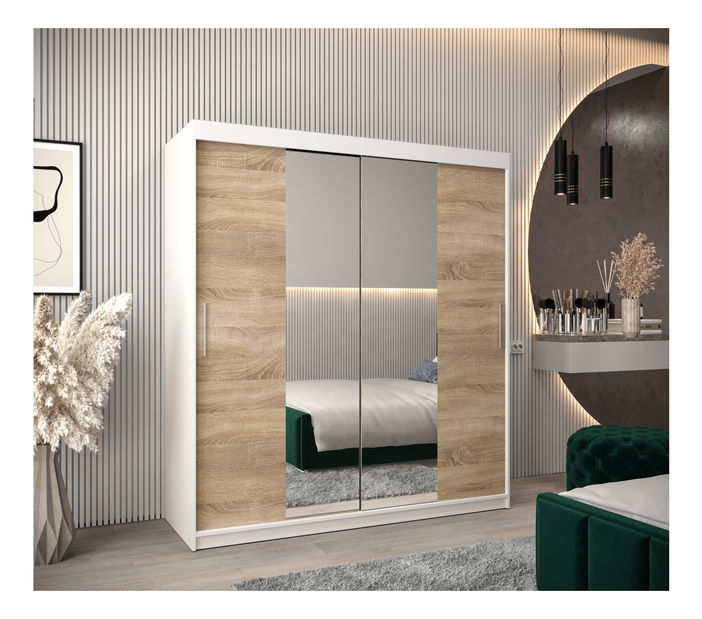 Šatní skříň 180 cm Toki 1 (Bílá matná + Dub sonoma)