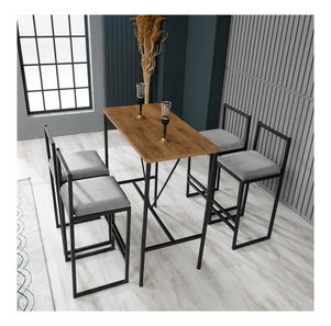 Jídelní set Nathaniel (šedá + ořech + černá)