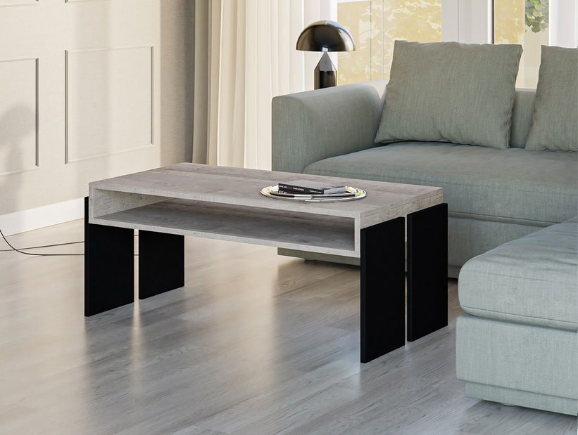 Konferenční stolek Ramea (dub platinum grange + černá)