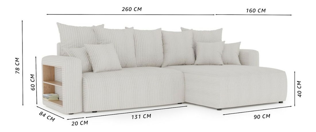 Rohová sedačka Napolia (P) (béžová)