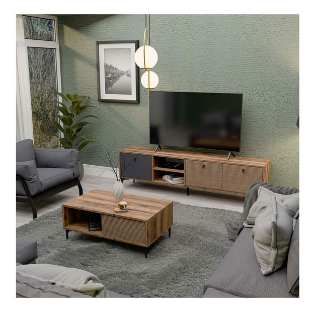 Sestava nábytku do obývacího pokoje Settle 1 (ořech + antracit)