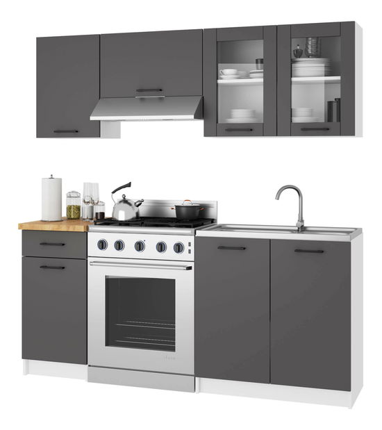 Horní kuchyňská vitrína Organo 580 (bílá + grafit)