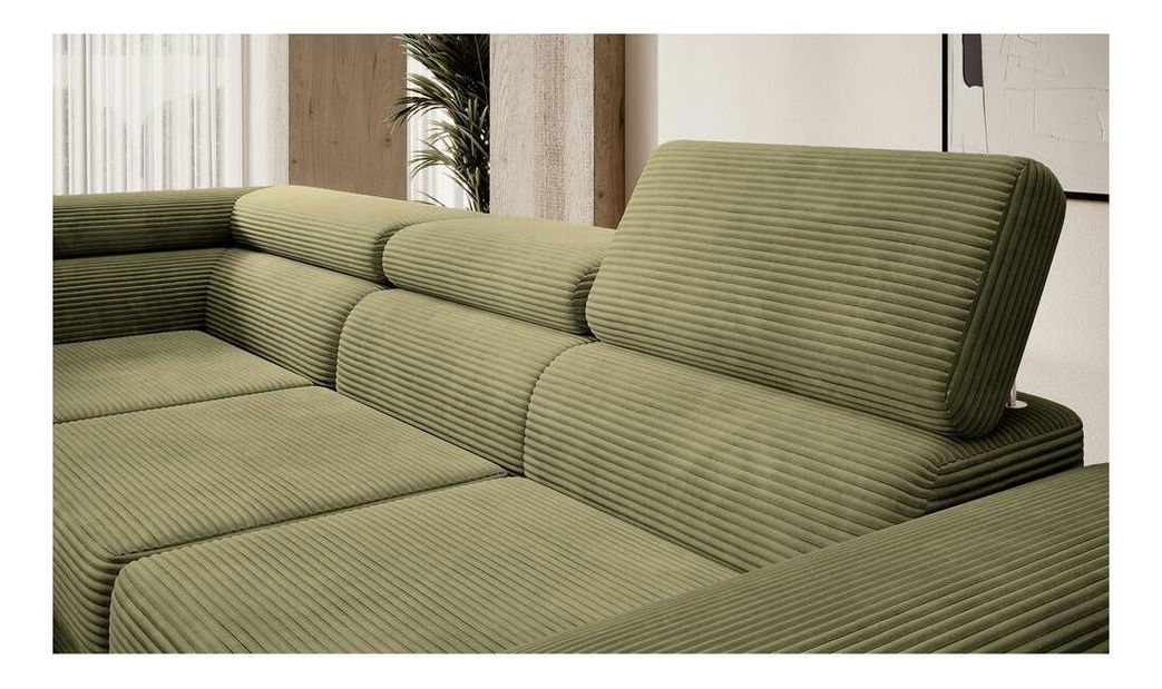 Rohová sedací souprava Stiletto (L) (olivová + stříbrná)