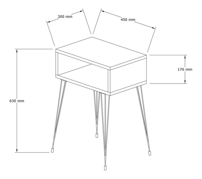 Noční stolek Kedapi 1 (dub + černá)