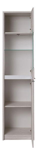 Vitrína Desayuno V (dub bílý + lesk bílý) (bez osvětlení)