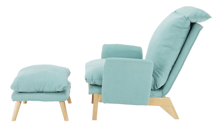 Křeslo s podnožkou Zintius (mentolová)