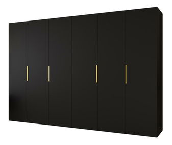 Šatní skříň 300 cm Mirabella 1 (černá + zlatá)