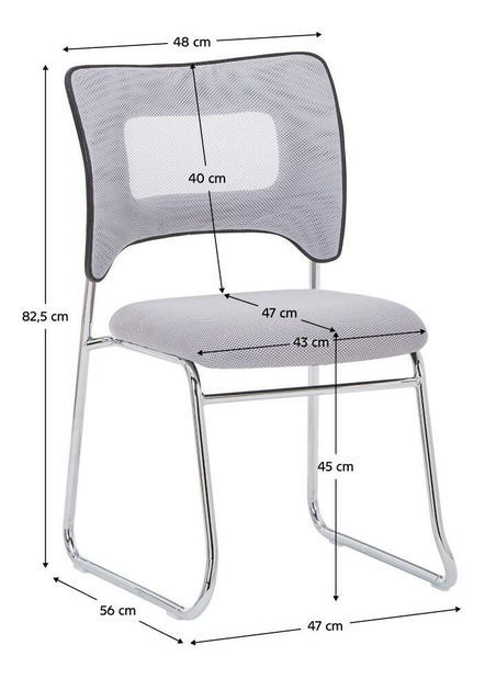 Konferenční židle Delia (šedá + chrom)