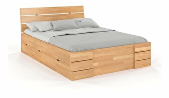 Manželská postel 160 cm Naturlig Lorenskog High Drawers (buk)