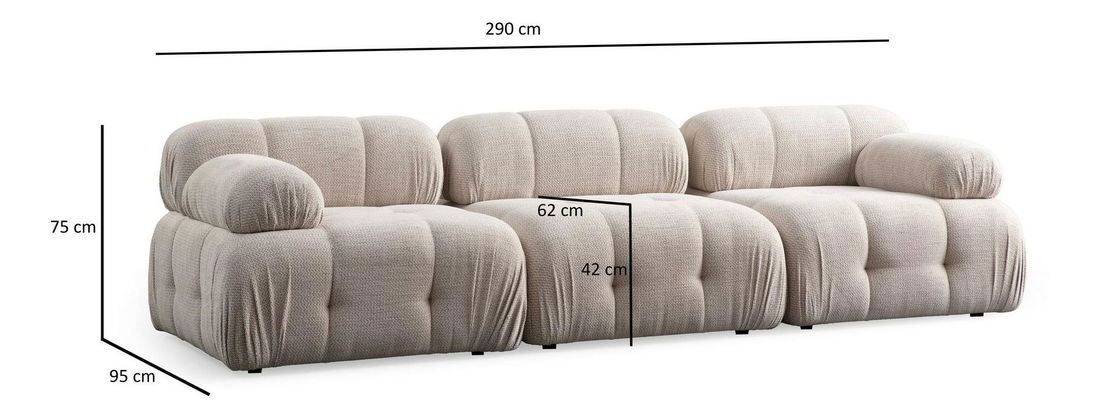 Rohová sedací souprava Pettit 3 (krémová)