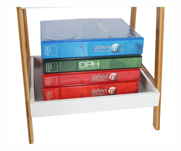 Regál Rameil R2 (bambus lakovaný + bílá)