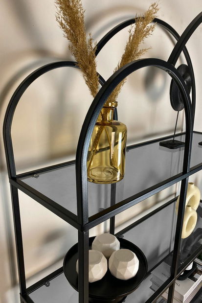 Regál Twinnis (černá + kouřové sklo)