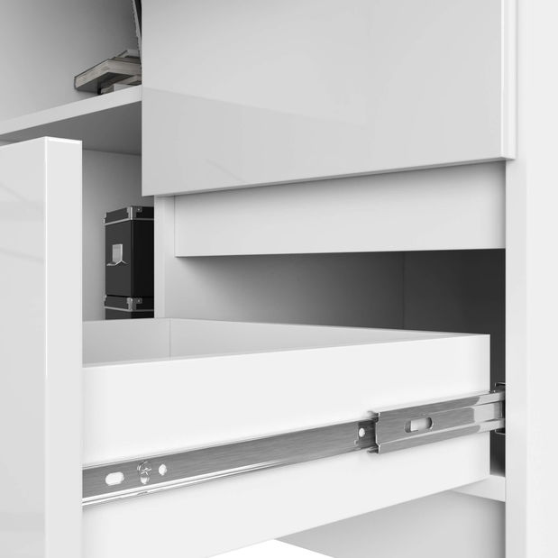 Rohový PC stolek Bodhi (bílá + lesk bílý) (P)