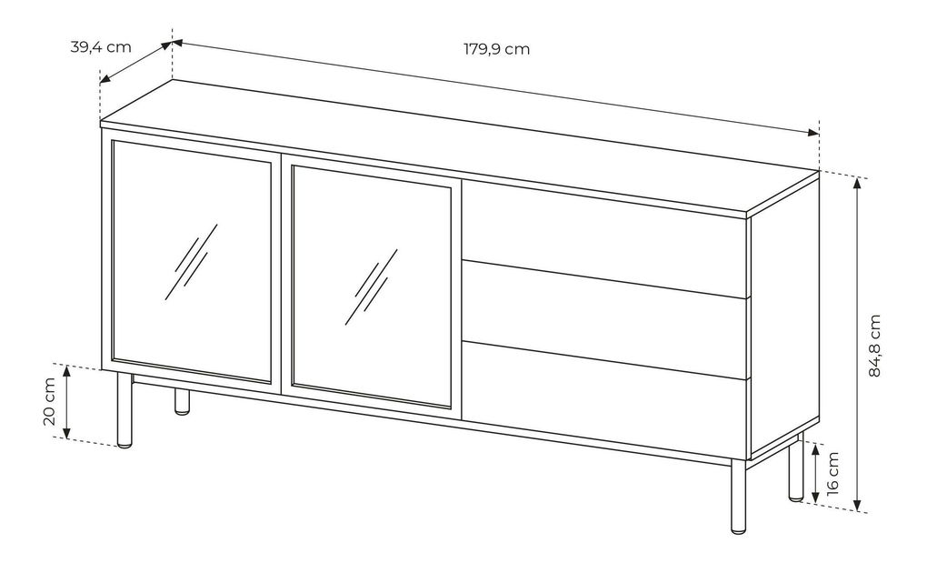 Komoda Lenge II (černá + dub coast evoke)