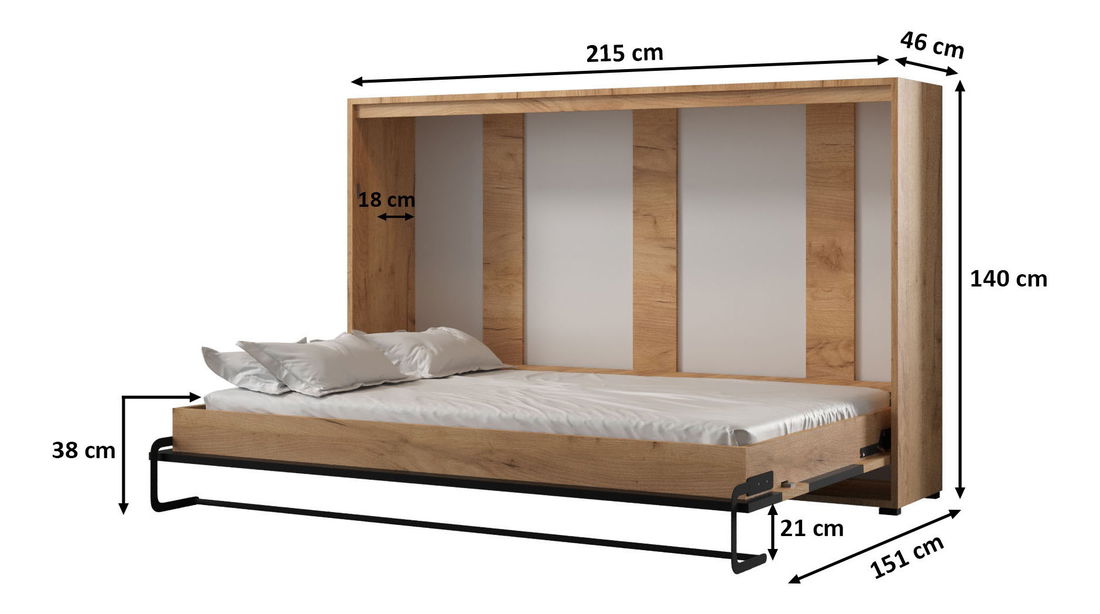 Sklapovací postel 120 Cassie (craft zlatý + černá matná) (horizontální)