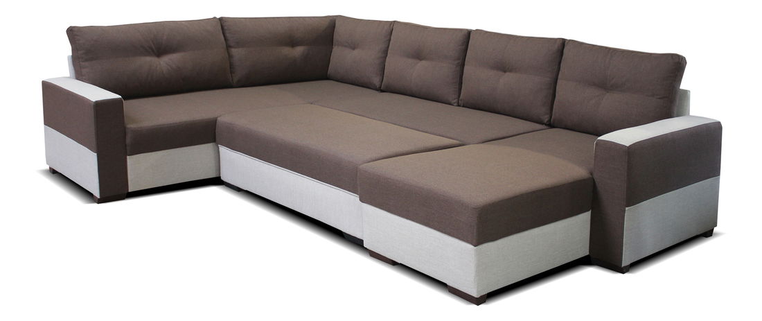 Rohová sedací souprava U Arenna BL+2+L (s taburetem) (bordó + béžová) (P)