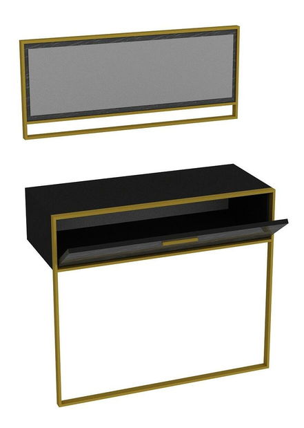Konzolový stolek Poppy (zlatá + černá) (se zrcadlem)