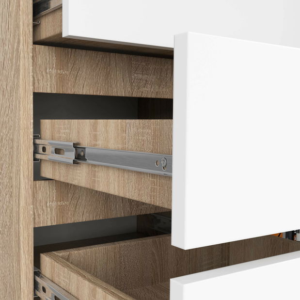 Komoda Kirmair (dub sonoma + bílá)