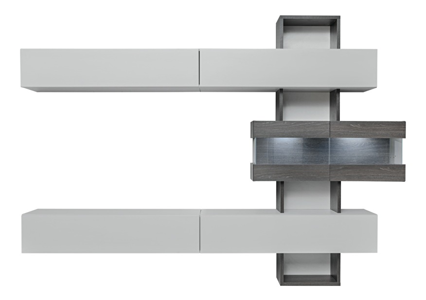Obývací stěna Telma 20 DGPG TK (perlově šedá + šedý dub) (s osvetlením)