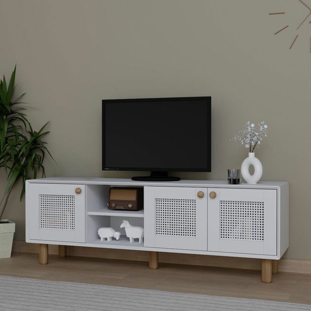 TV skříňka Bohema (bílá + dub kadizský)