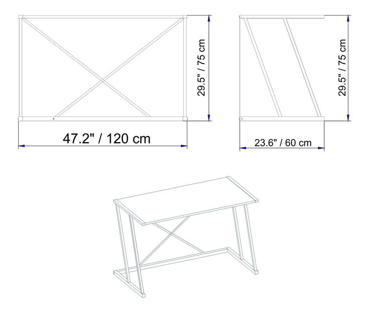 PC stolek Anema (bílá + zlatá)