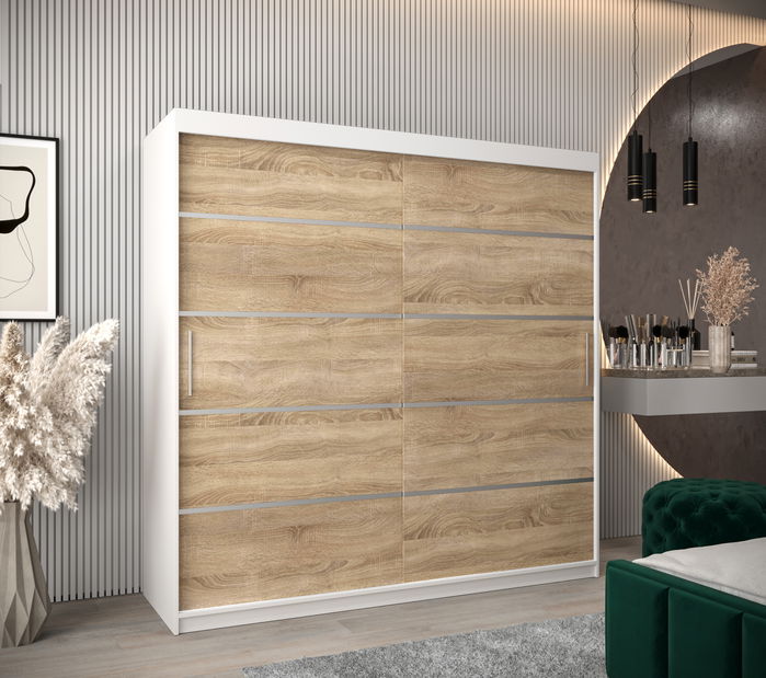 Šatní skříň 200 cm Verika 1 200 (bílá + dub sonoma)