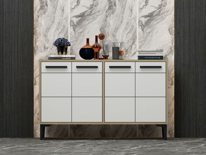 Komoda Daduko (dub safírový + bílá)