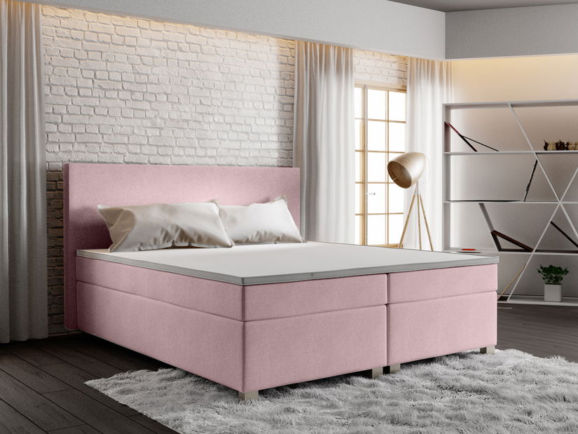 Manželská postel Boxspring 140 cm Simon Comfort (růžová) (s matrací, bez úložného prostoru)