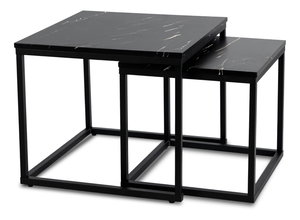 Set 2 konferenčních stolků Jospin (mramor černý)