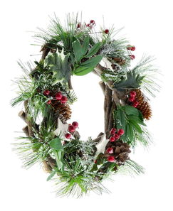 Vánoční věnec z větviček a umělé chvojí20 LED RXL 357