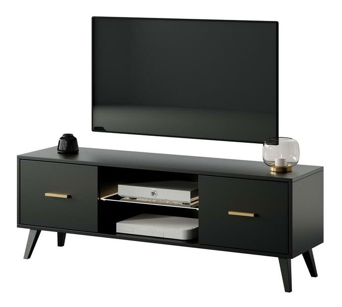 TV skříňka/stolek Savoi I (s osvětlením) (černá)