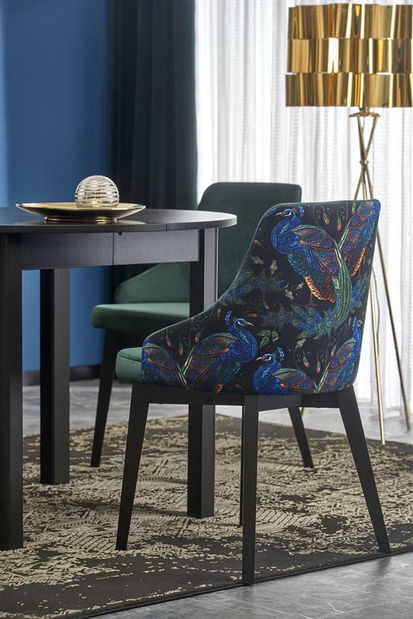 Rozkládací jídelní stůl 102-142 cm Ralllon (černá) (pro 4 6 osob)