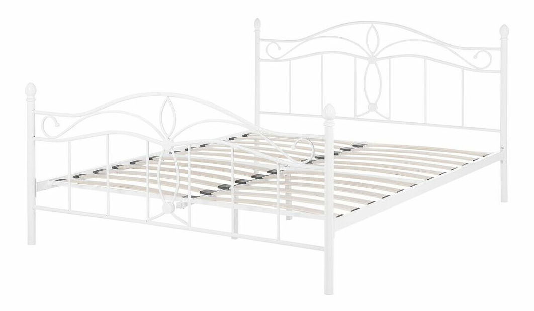 Manželská postel 140 cm Aicha (bílá) (s roštem)