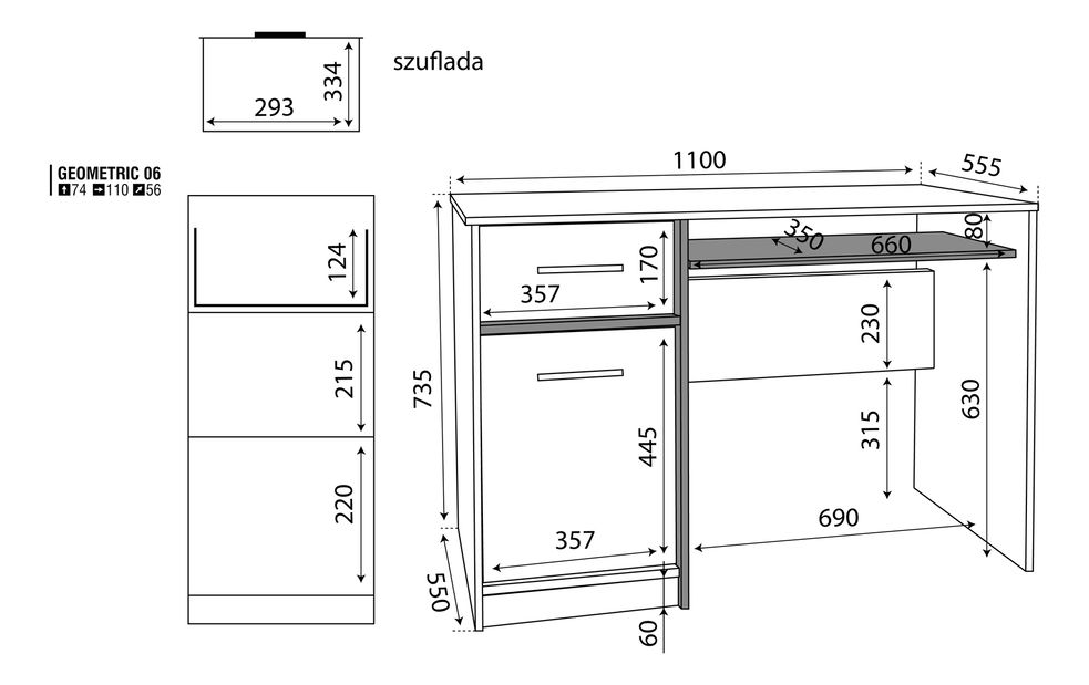 PC stolek Geometric 06 Jilm