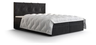 Manželská postel Boxspring 160 cm Athena Comfort (černá) (s matrací a úložným prostorem)