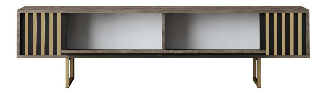 TV stolek/skříňka Goldise (ořech + zlatá)