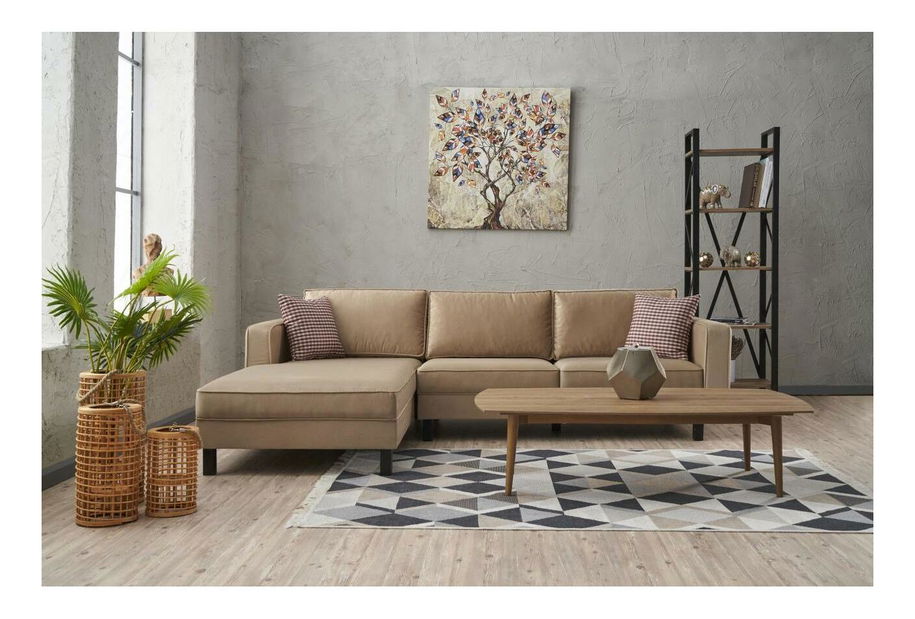 Rohová sedačka Kalen 1 (L) (krémový samet)