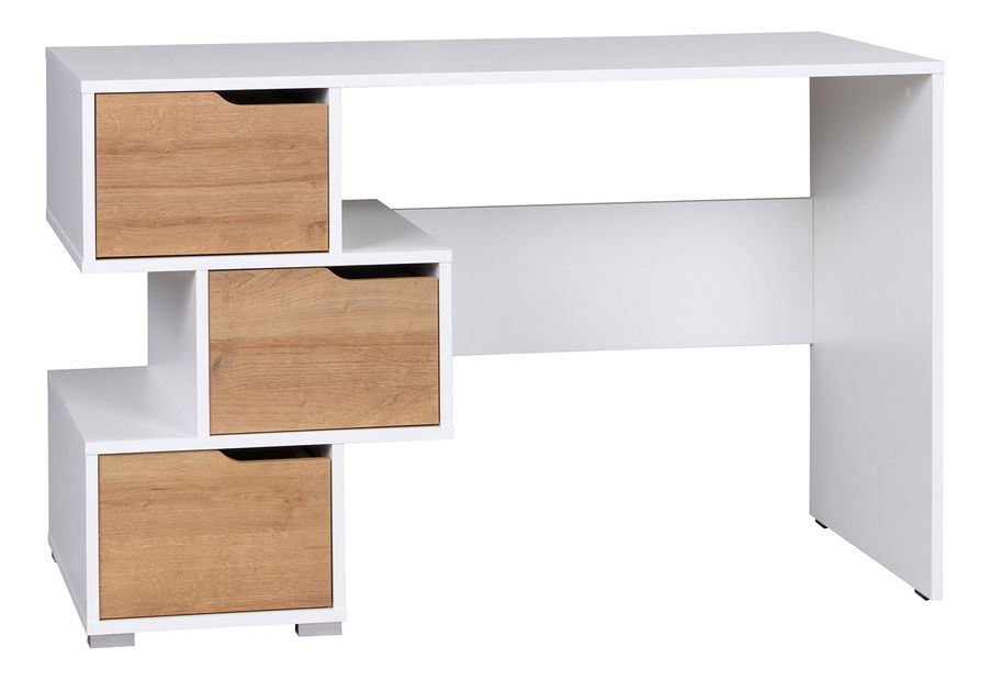 PC stolek Iweta 1 (bílá matná + dub zlatý)