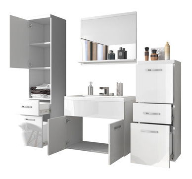 Koupelnový nábytek Lomesa MDF (dub wotan + bílý lamel) (se sifonem)