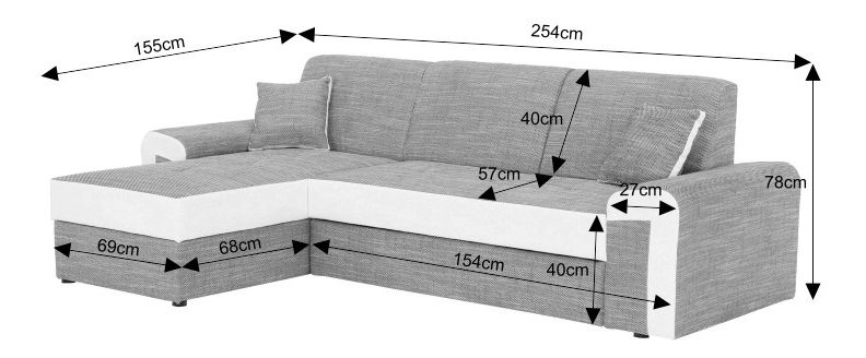 Rohová sedací souprava Pinia (šedá + bílá) (L)