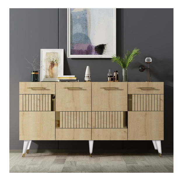 Skříňka Lotoka 1 (dub safírový + zlatá)