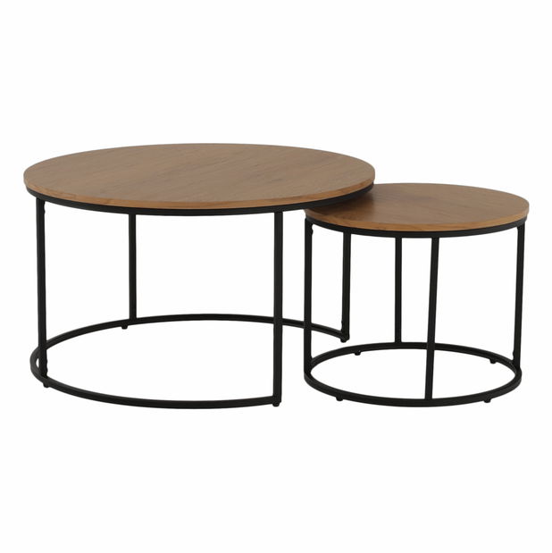 Set 2 konferenčních stolků Ilak (dub + černá)