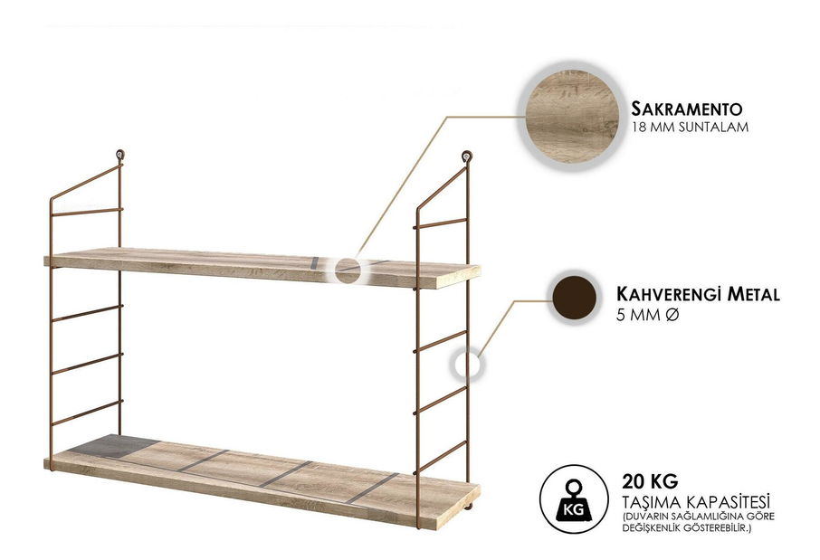 Polička Aaron 2 (hnědá)